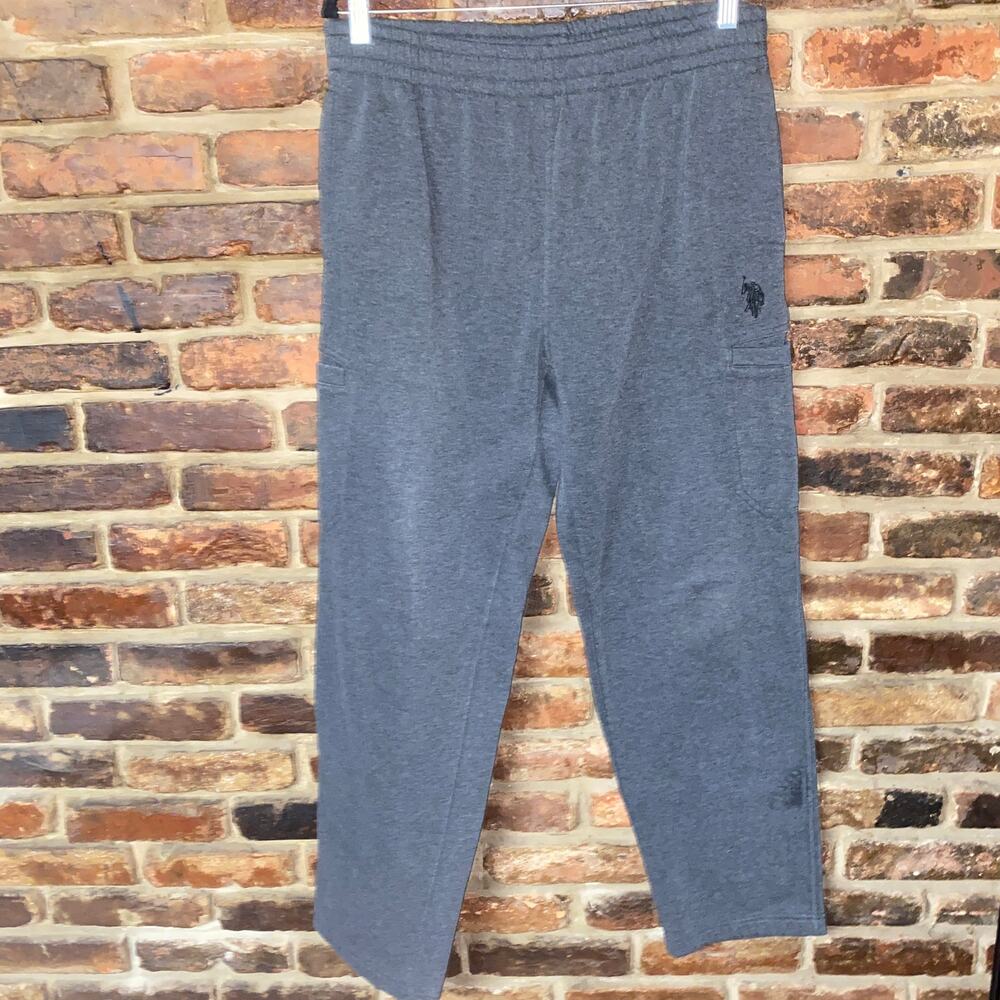 U.S. Polo Assn Charcoal Dark Gray Fleece Sweatpants Men's Size Large